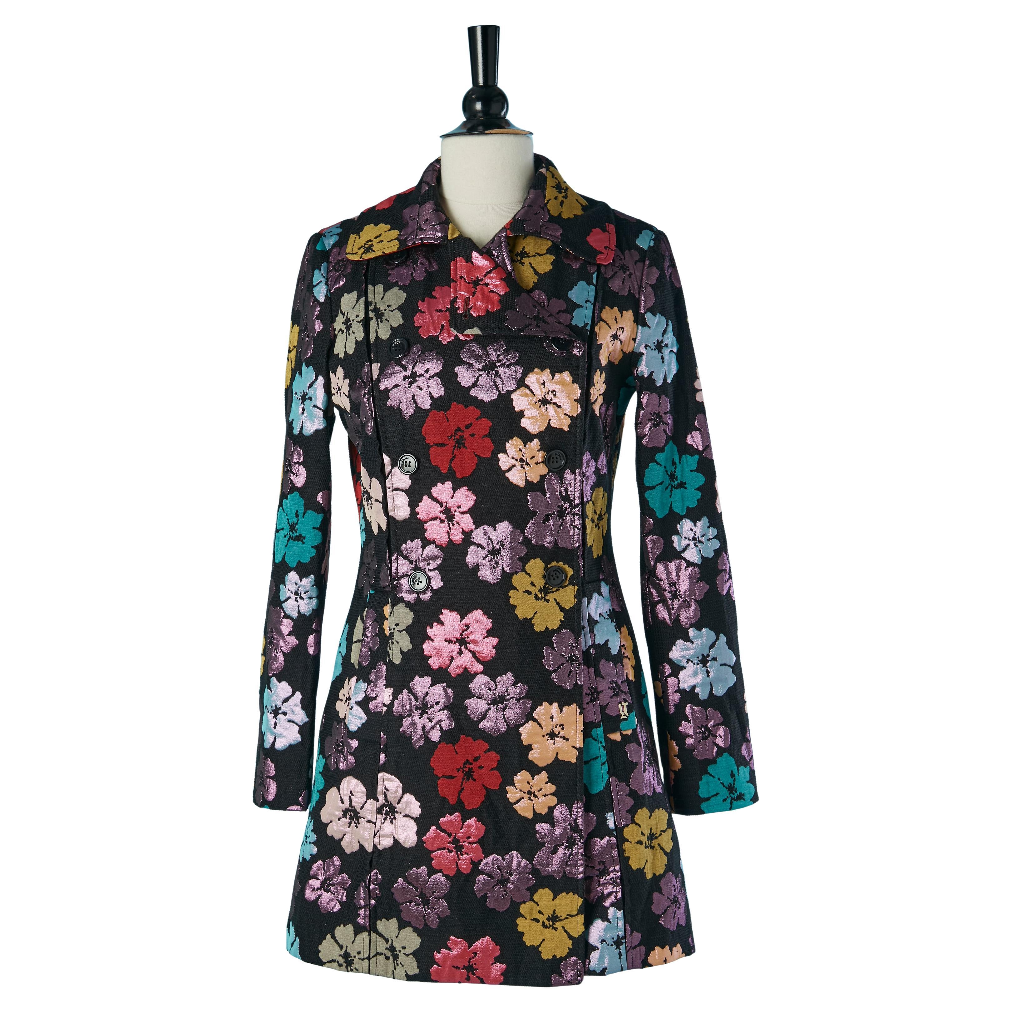 Abrigo brocado con doble botonadura y estampado de flores GALLIANO en venta