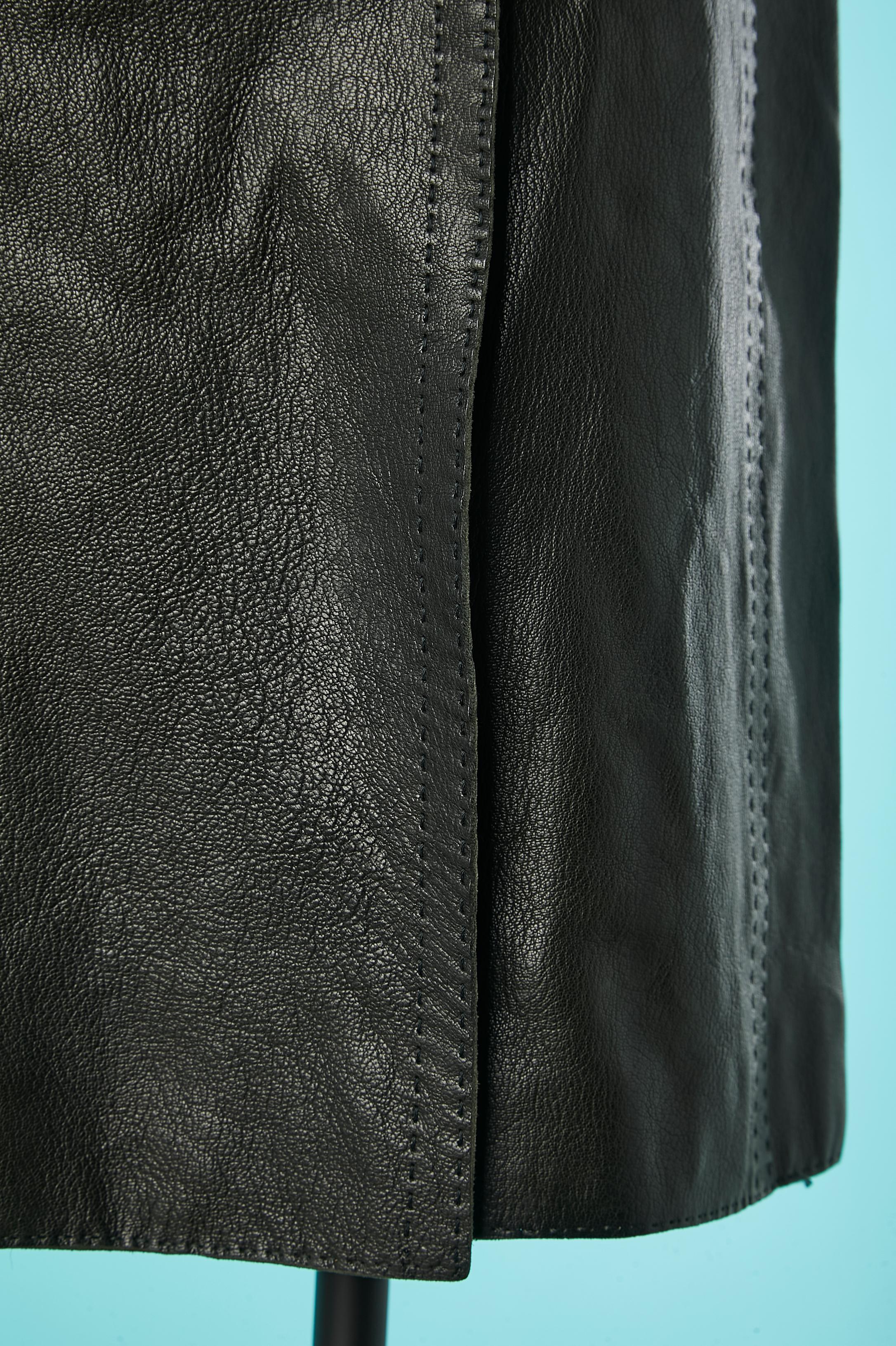 Women's or Men's Double breasted coat half tweed, half leather Jean-Paul Gaultier Femme  For Sale