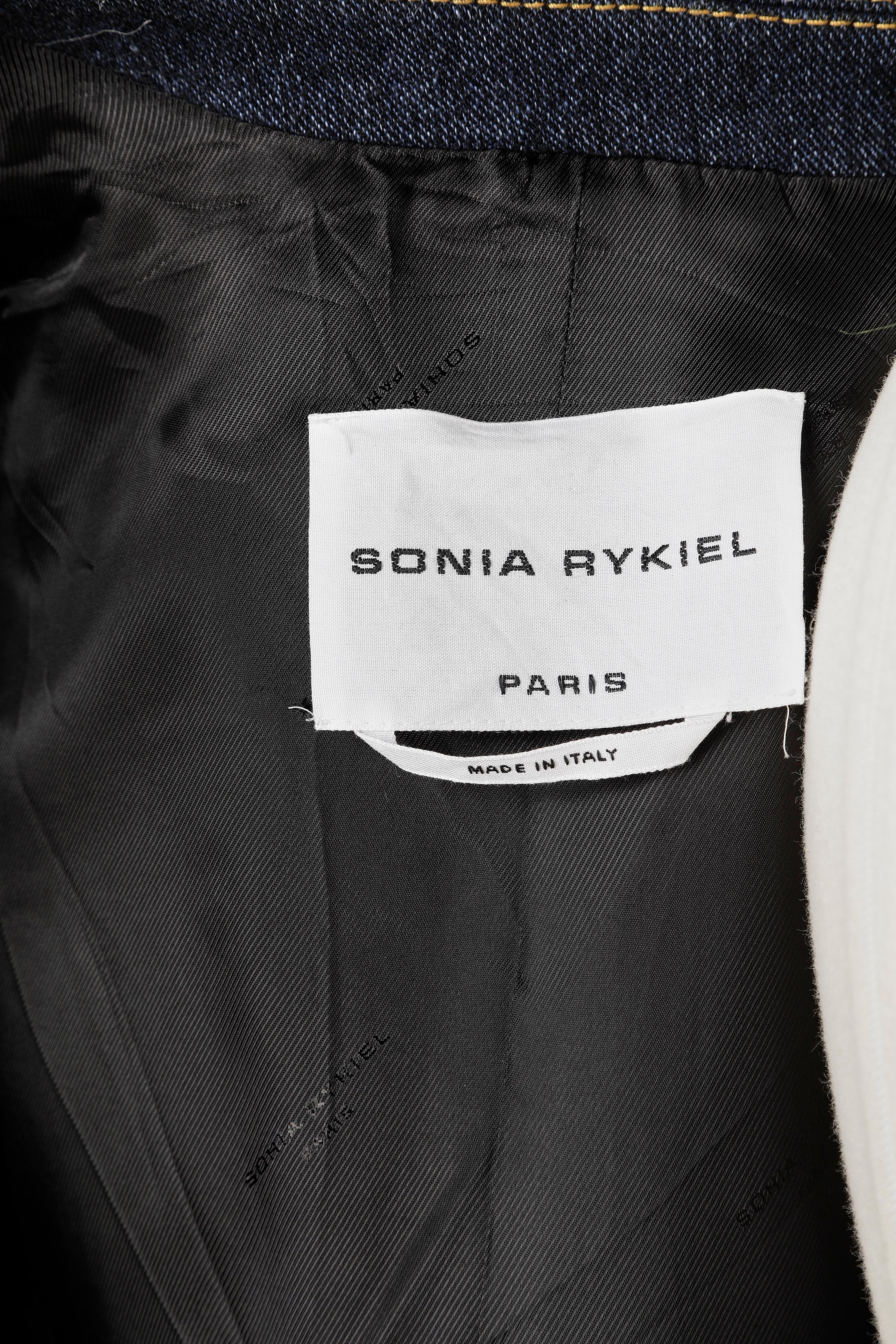 Double-breasted coat in wool like denim aspect and branded buttons Sonia Rykiel  2