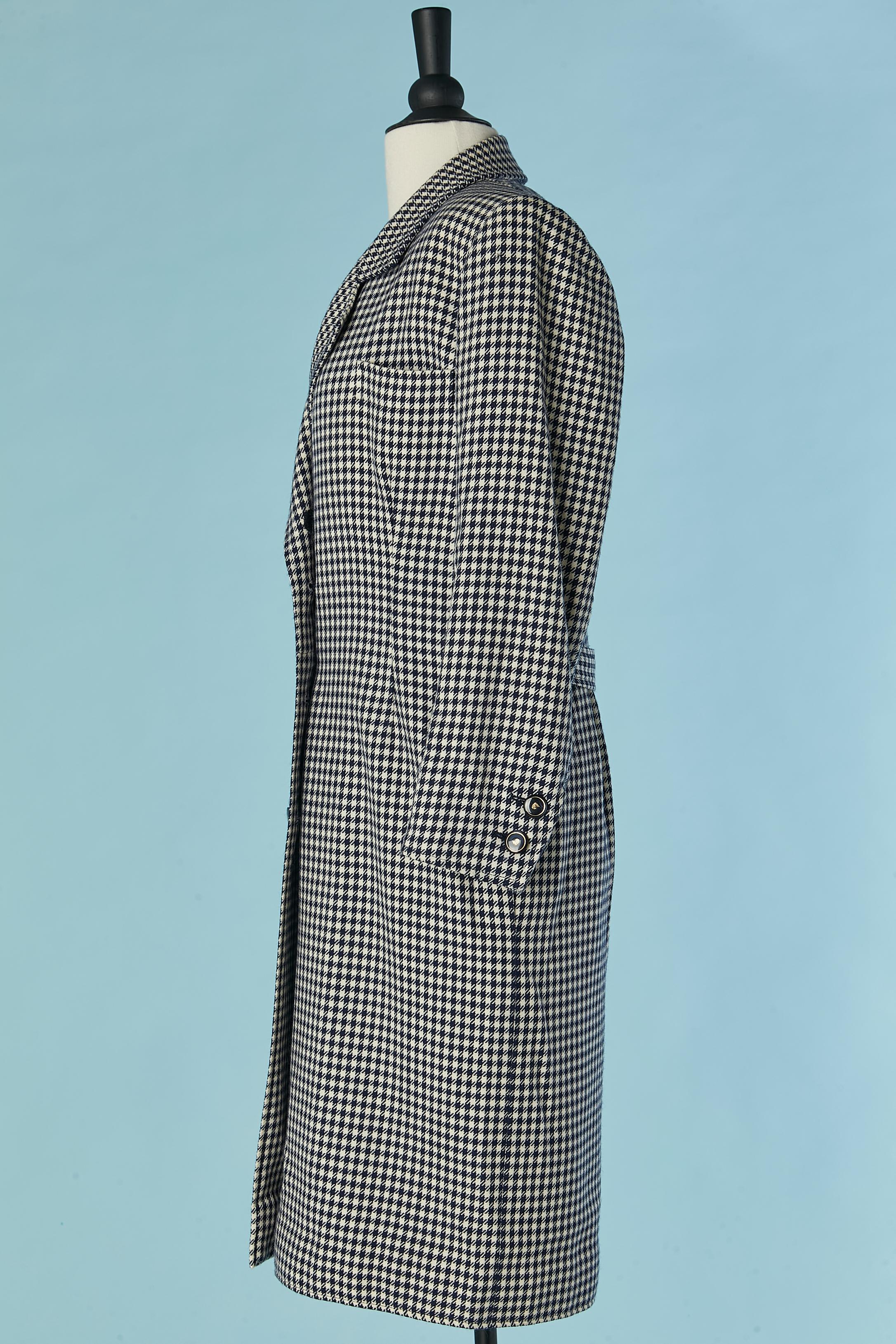Donna Cappotto a doppiopetto con  modello pied de poule Saint Laurent Rive Gauche in vendita
