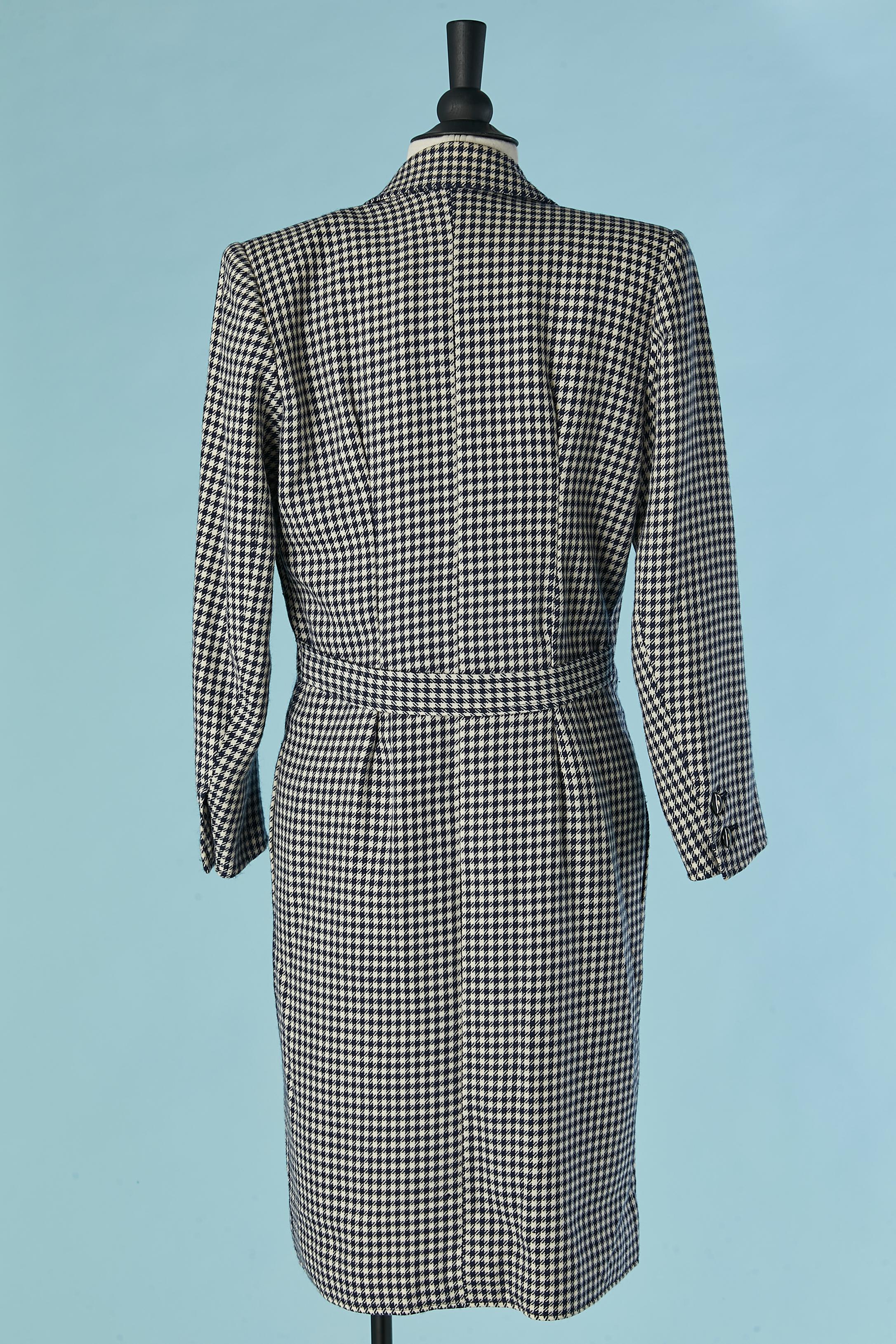 Cappotto a doppiopetto con  modello pied de poule Saint Laurent Rive Gauche in vendita 1