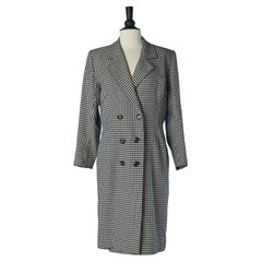 Double breasted coat with  houndstooth pattern Saint Laurent Rive Gauche