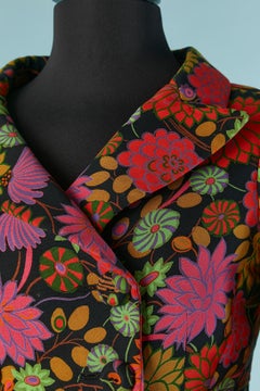 Abrigo de crepé con doble botonadura y estampado de flores TORRENTE