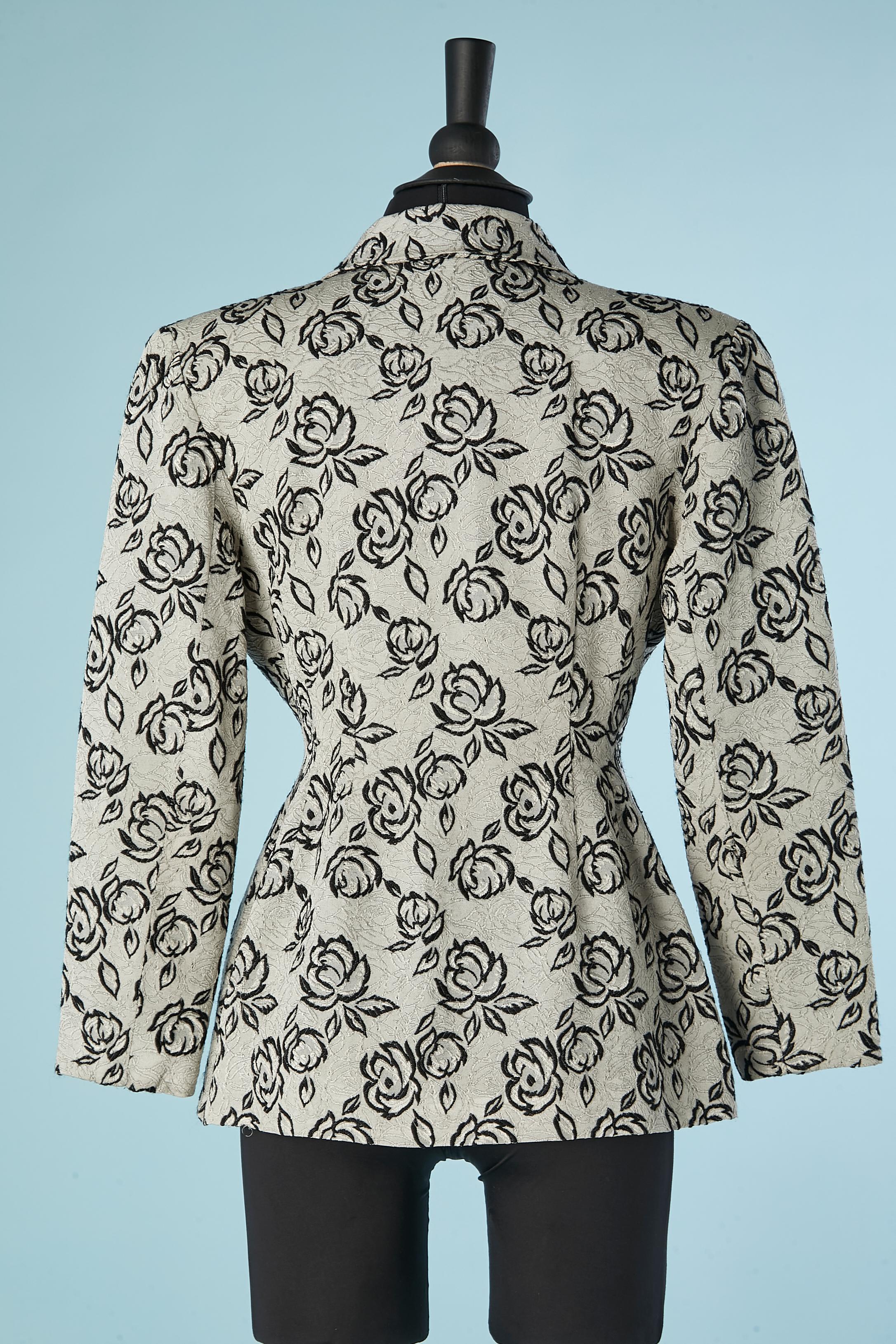 Women's Double-breasted damask jacket with roses pattern Gianni Versace Couture  For Sale