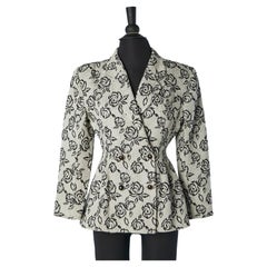 Vintage Double-breasted damask jacket with roses pattern Gianni Versace Couture 