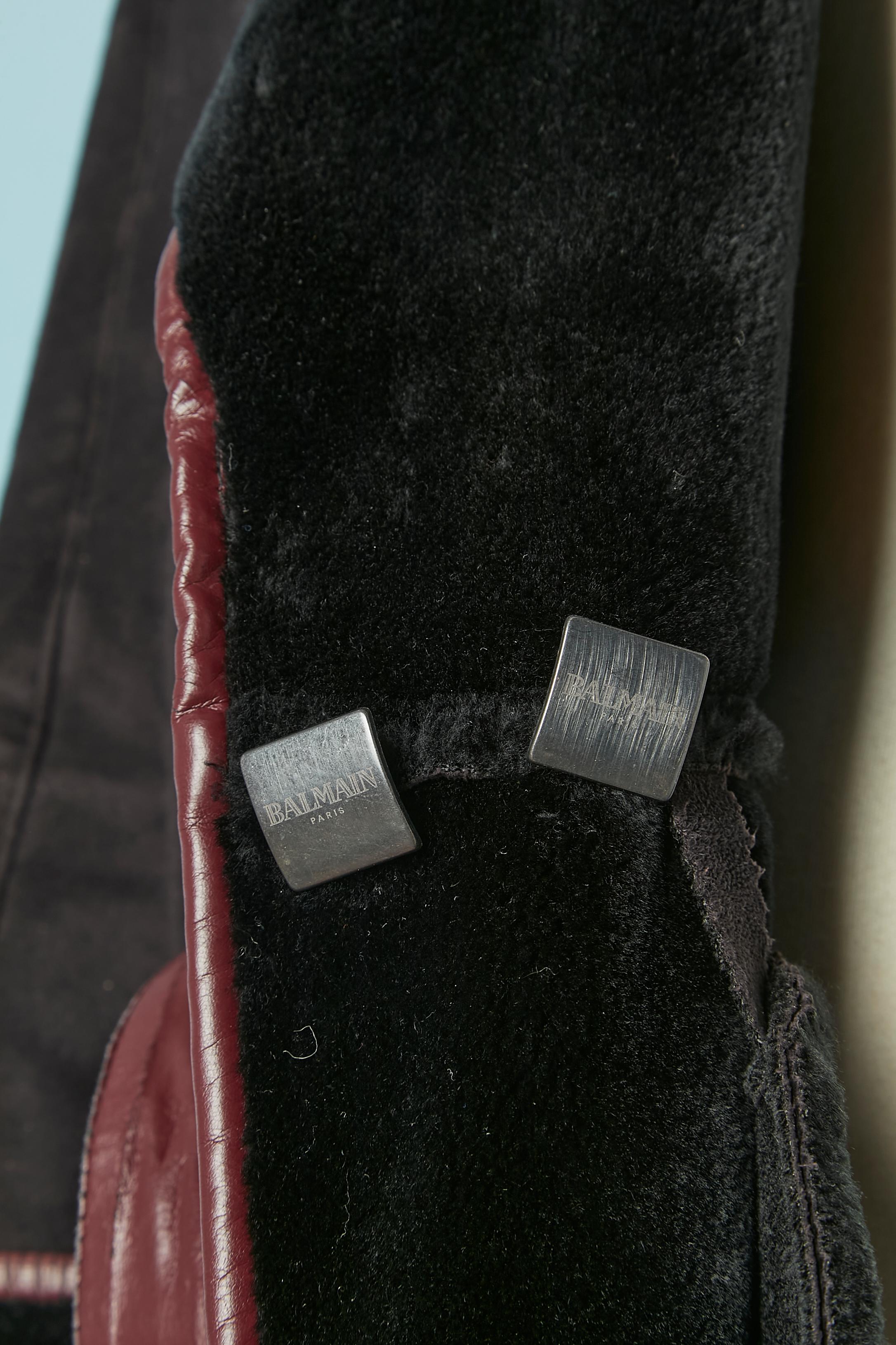 Abrigo de doble botonadura en imitación piel con cinturón BALMAIN en venta 2