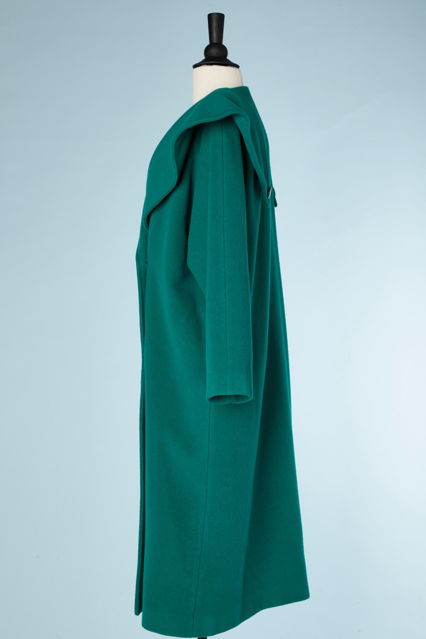 Double-breasted green wool coat Pierre Cardin  In Excellent Condition In Saint-Ouen-Sur-Seine, FR