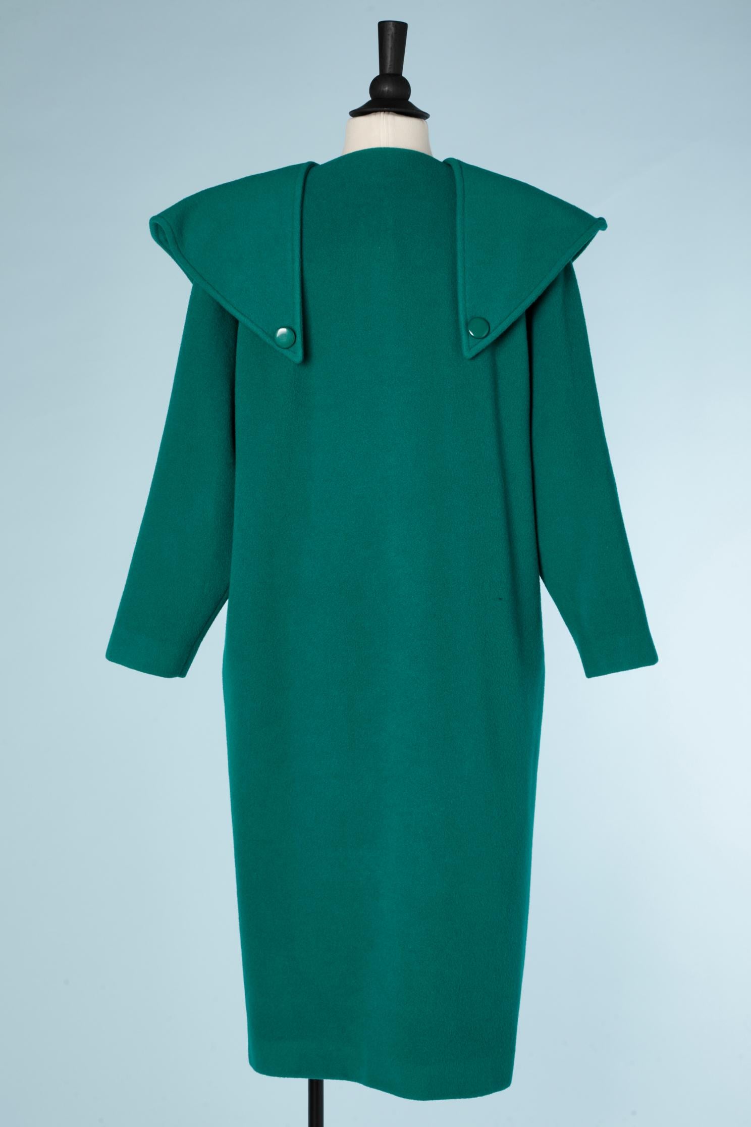 Women's Double-breasted green wool coat Pierre Cardin 