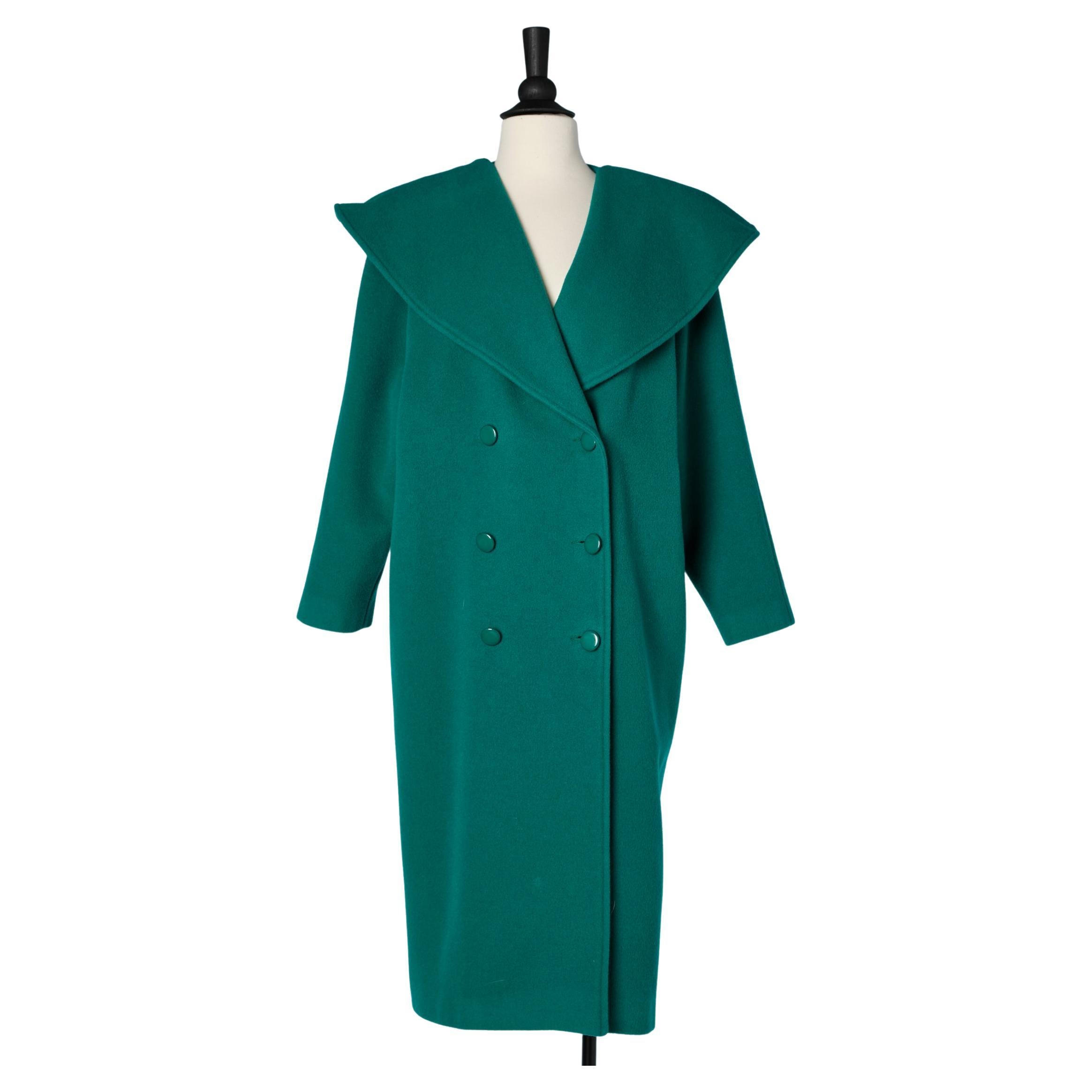 Double-breasted green wool coat Pierre Cardin 