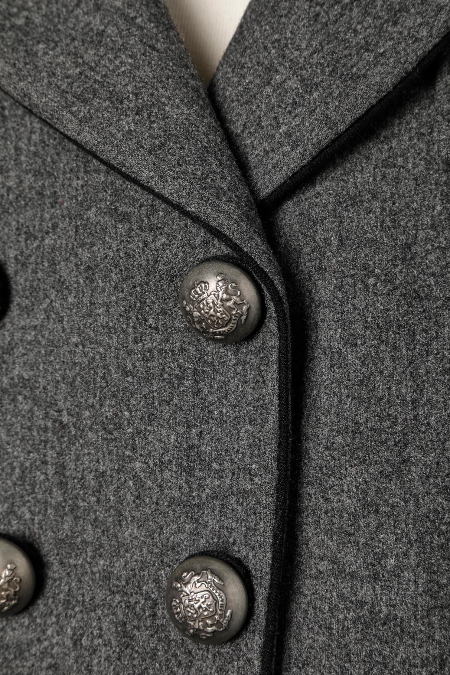 designer double breasted jacket grey