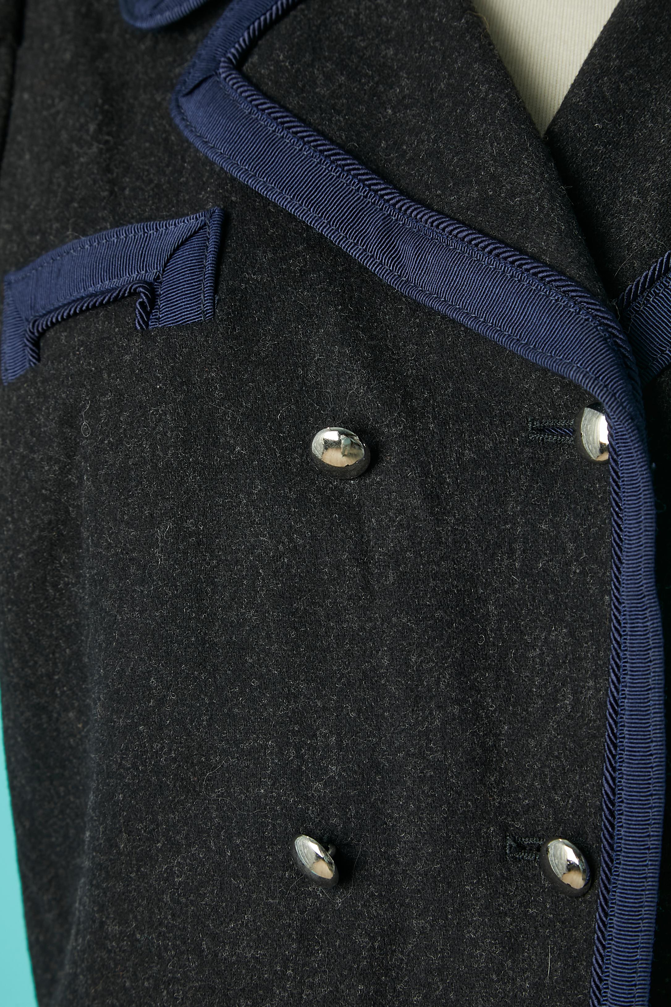 Gray Double breasted grey wool jacket with blue piping Marc by Marc Jacob For Sale