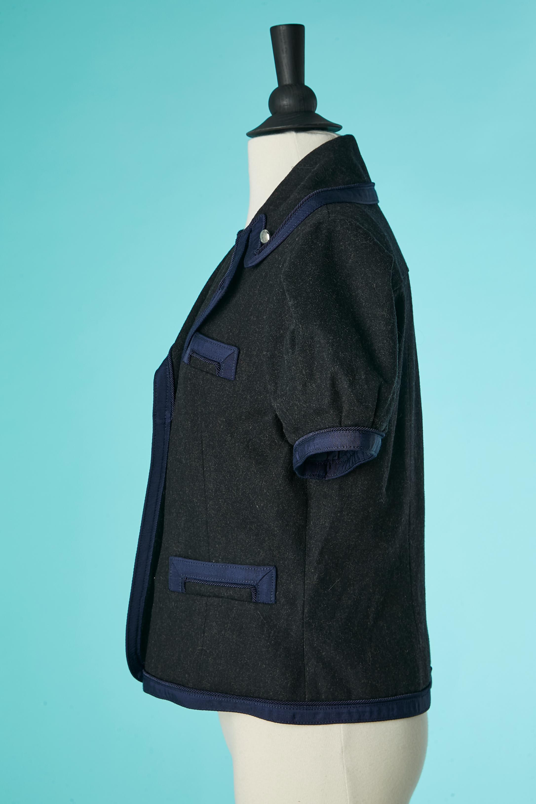 Women's Double breasted grey wool jacket with blue piping Marc by Marc Jacob For Sale