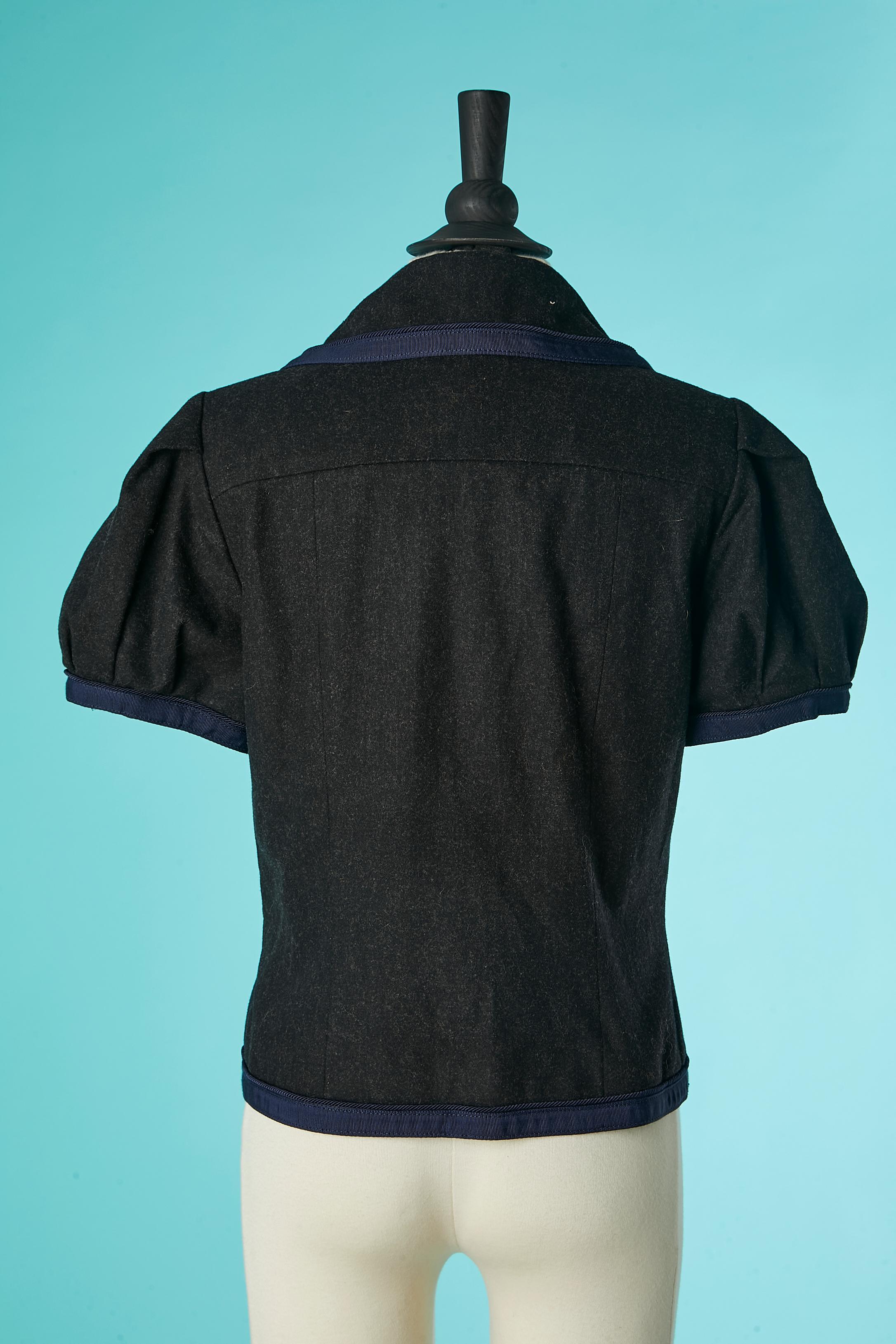 Double breasted grey wool jacket with blue piping Marc by Marc Jacob For Sale 1