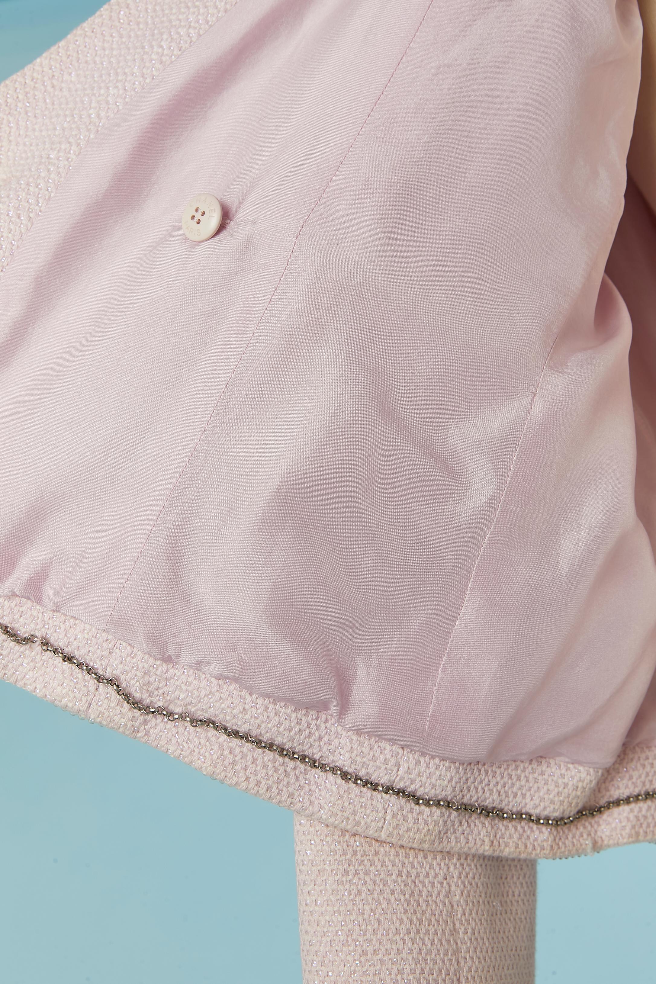 Double breasted jacket in pink cotton and purple lurex thread  Chanel Boutique For Sale 4