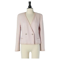 Zweireihige Jacke aus rosa Baumwolle und lila Lurex-Fäden  Chanel Boutique