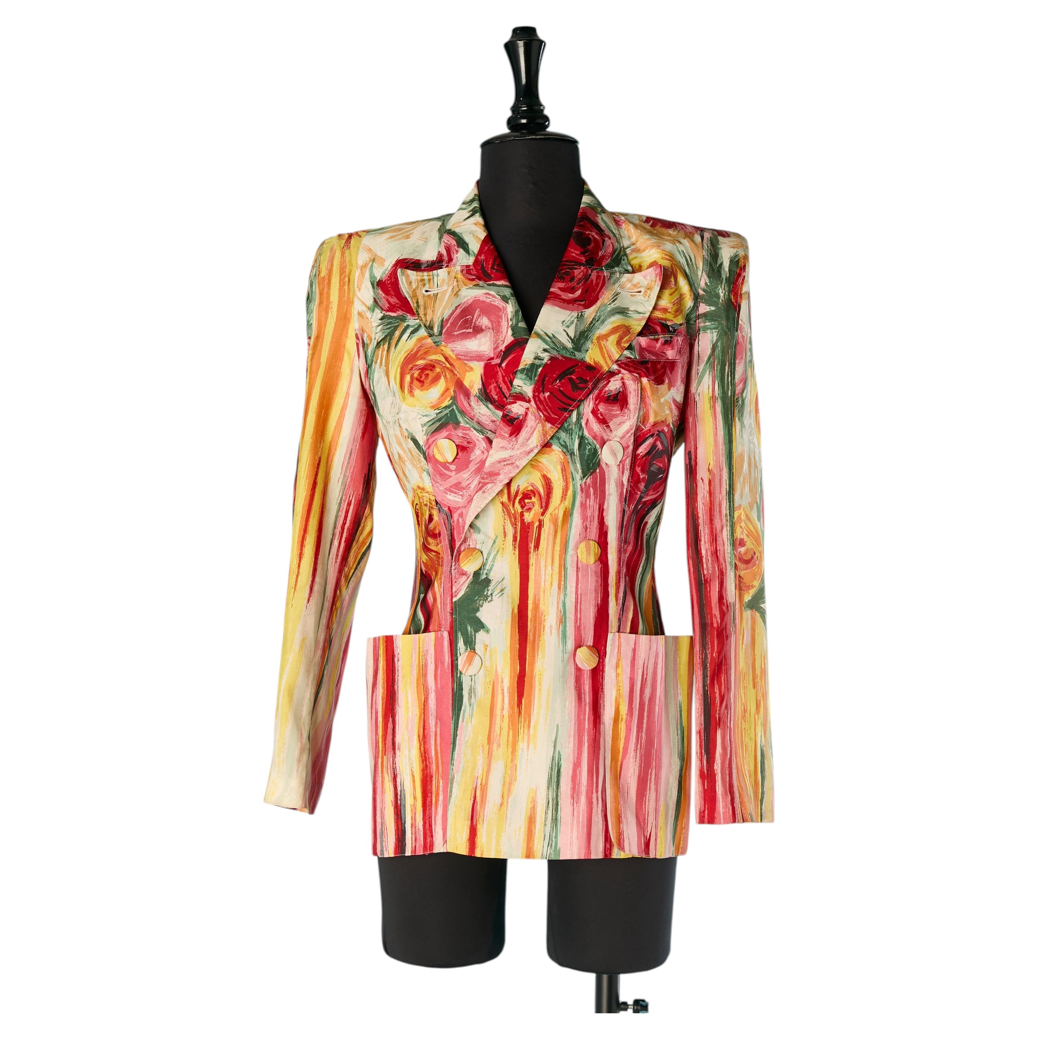 Double breasted jacket with flower print JEAN-PAUL GAULTIER