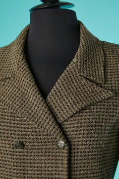Double-breasted kaki and brown tweed jacket Chanel Boutique