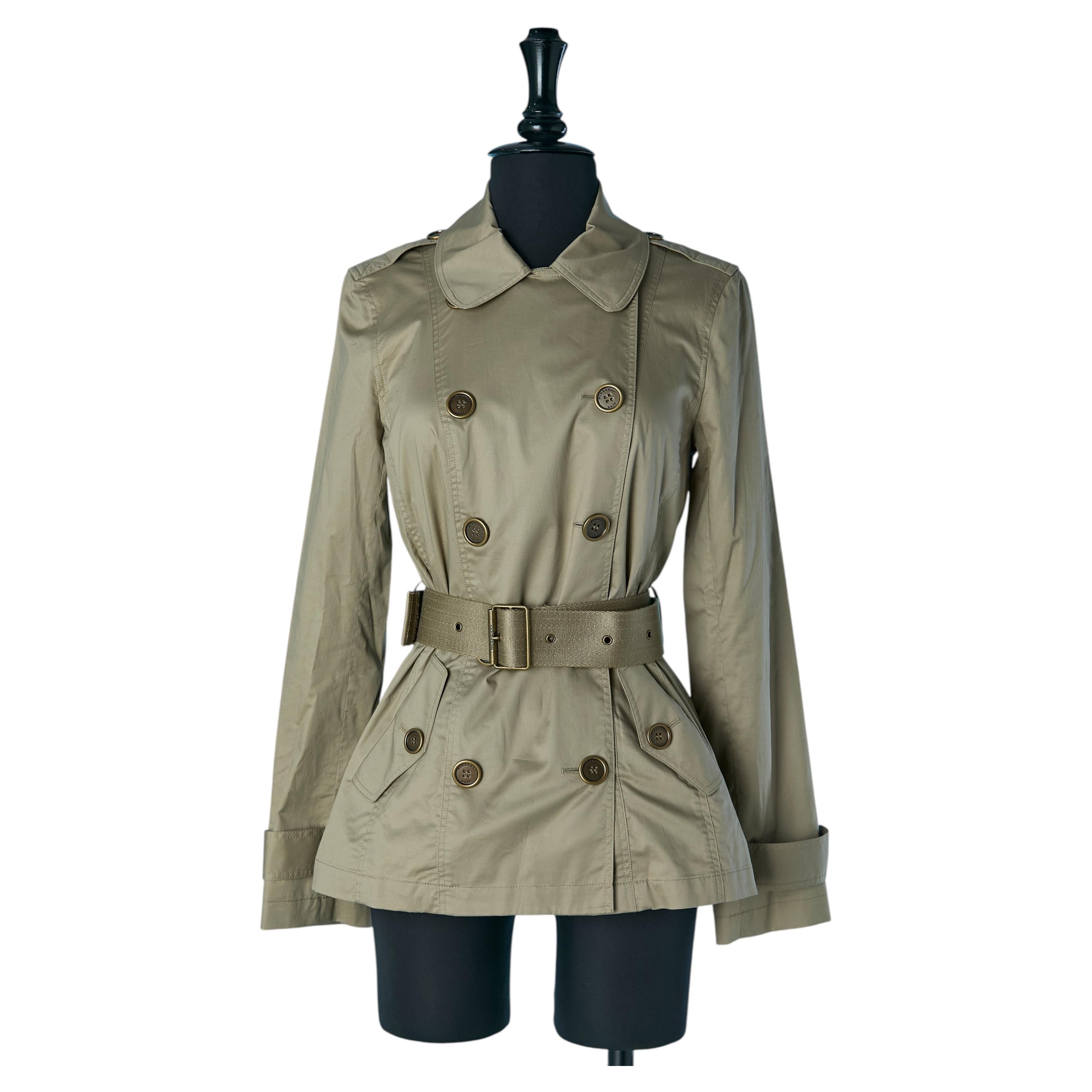 Double breasted kaki cotton jacket BURBERRY BRIT
