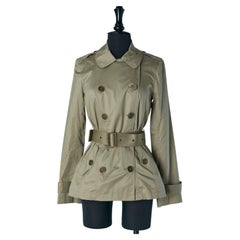 Zweireihige kakifarbene Baumwolljacke BURBERRY BRIT