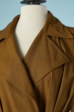 Trench-coat kaki à double boutonnage avec ceinture Christian Lacroix Prêt à Porter