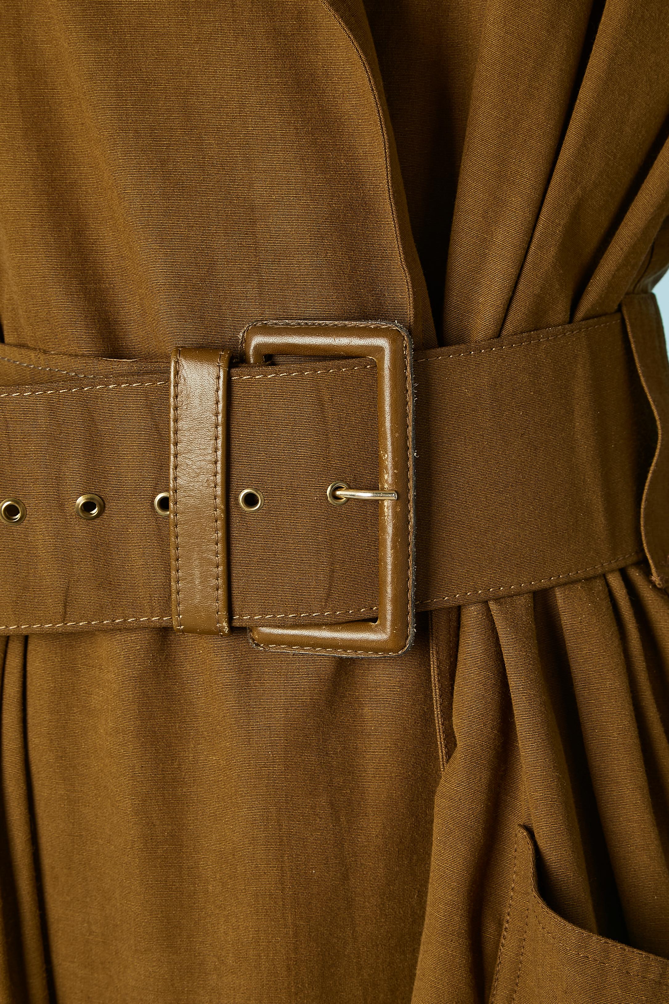 Brown Double-breasted kaki trench-coat with belt Christian Lacroix Prêt à Porter 