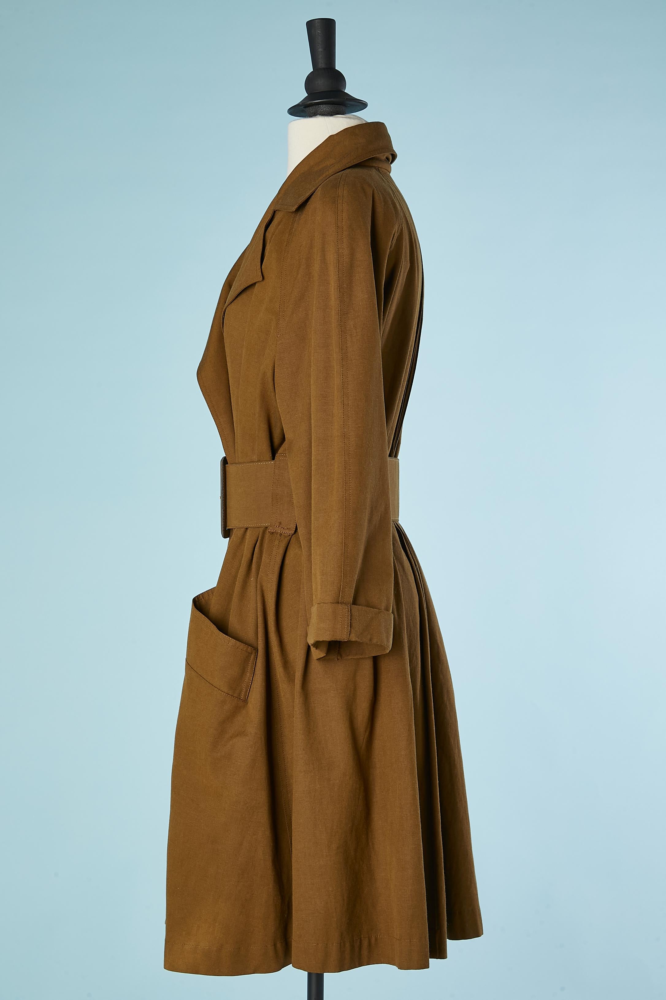 Women's Double-breasted kaki trench-coat with belt Christian Lacroix Prêt à Porter 