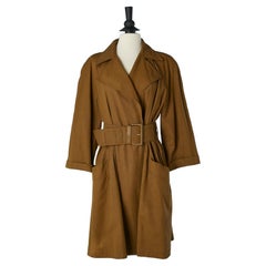 Double-breasted kaki trench-coat with belt Christian Lacroix Prêt à Porter 