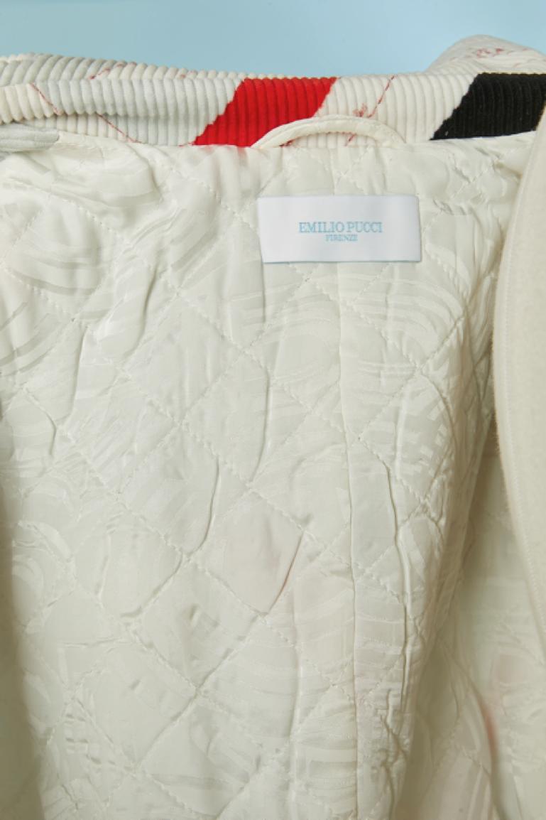 Double-breasted lightly padded printed Corduroy coat Emilio Pucci For Sale 3
