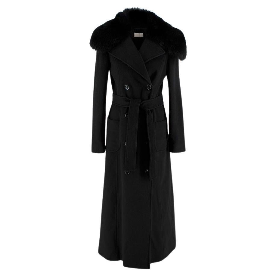 Double-Breasted Long Cashmere Coat with Mink Collar For Sale