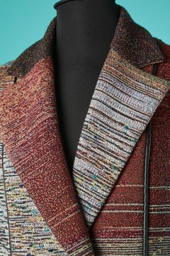 Double-breasted long vest in woven cotton and leather piping Christian Dior