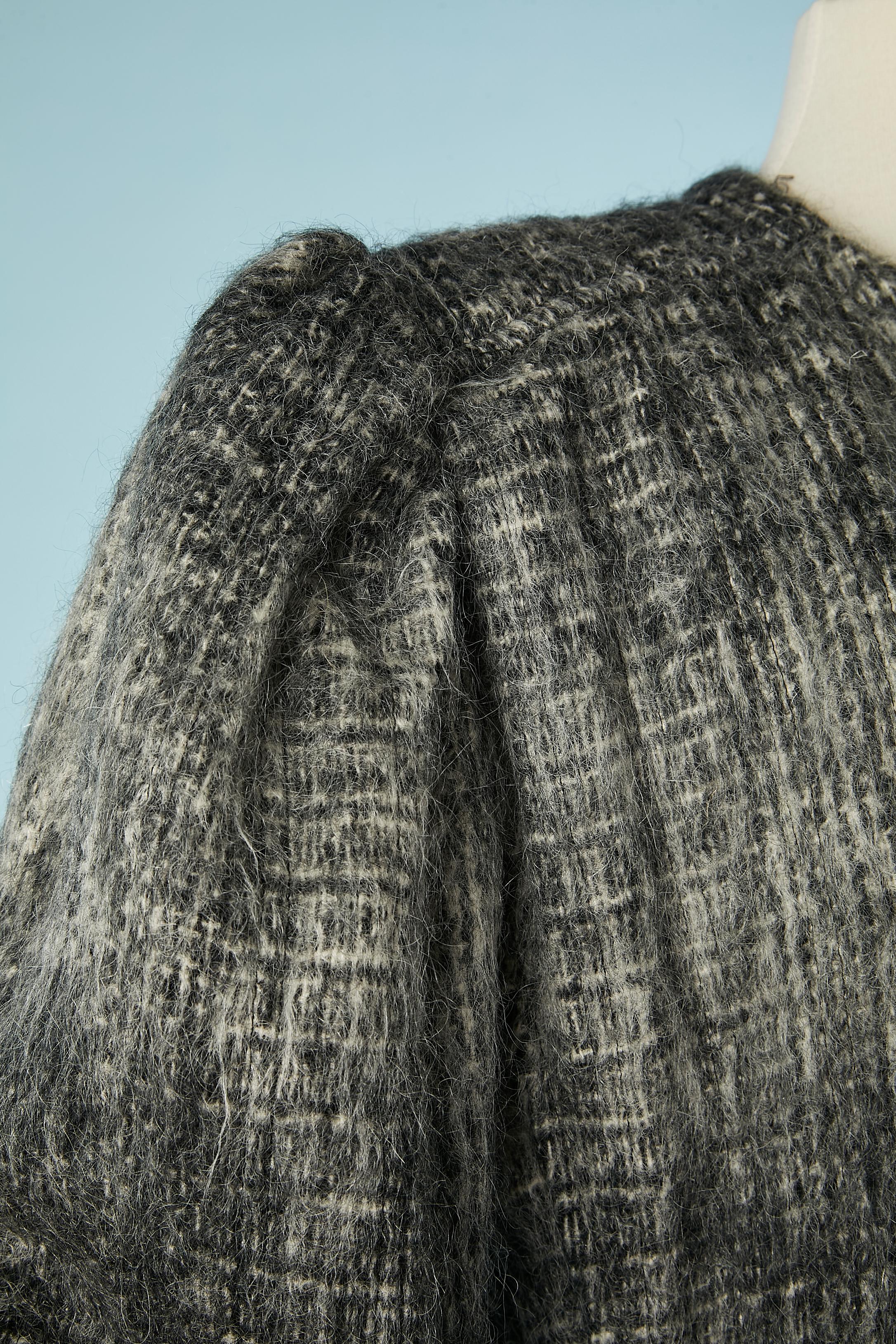 Gris Veste en mohair à double boutonnage avec motif à carreaux Emanuel Ungaro Circa 1980's en vente