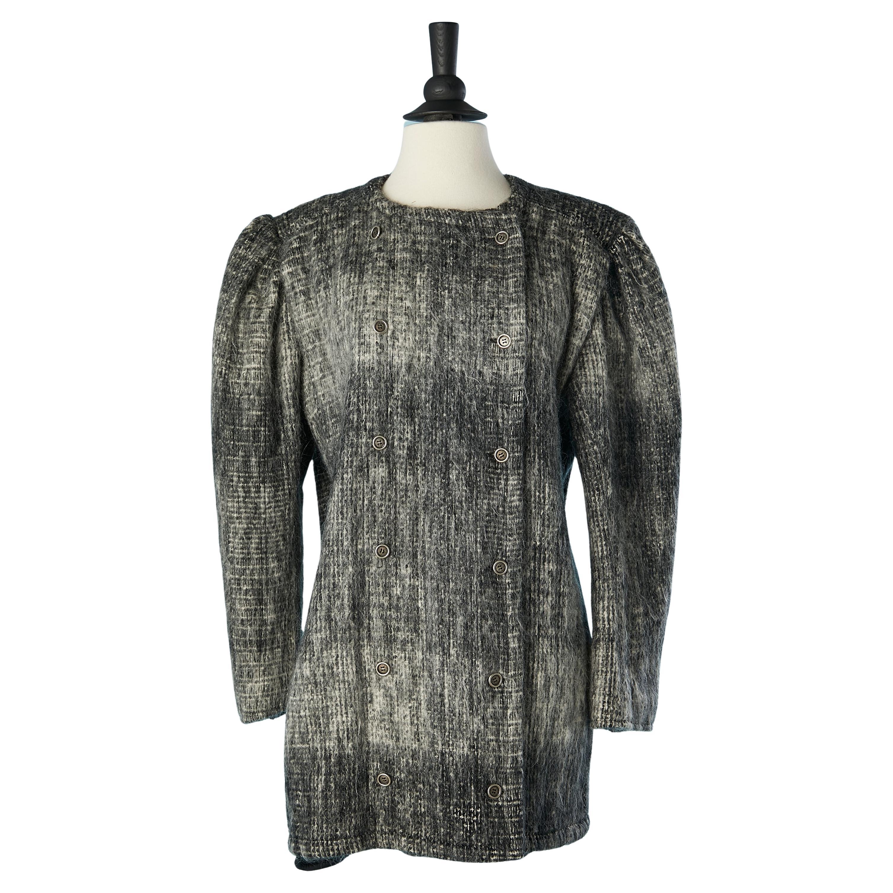 Double breasted mohair jacket with check pattern Emanuel Ungaro Circa 1980's