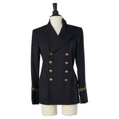Double-breasted navy blue blazer with gold lurex decoration Polo Ralph Lauren