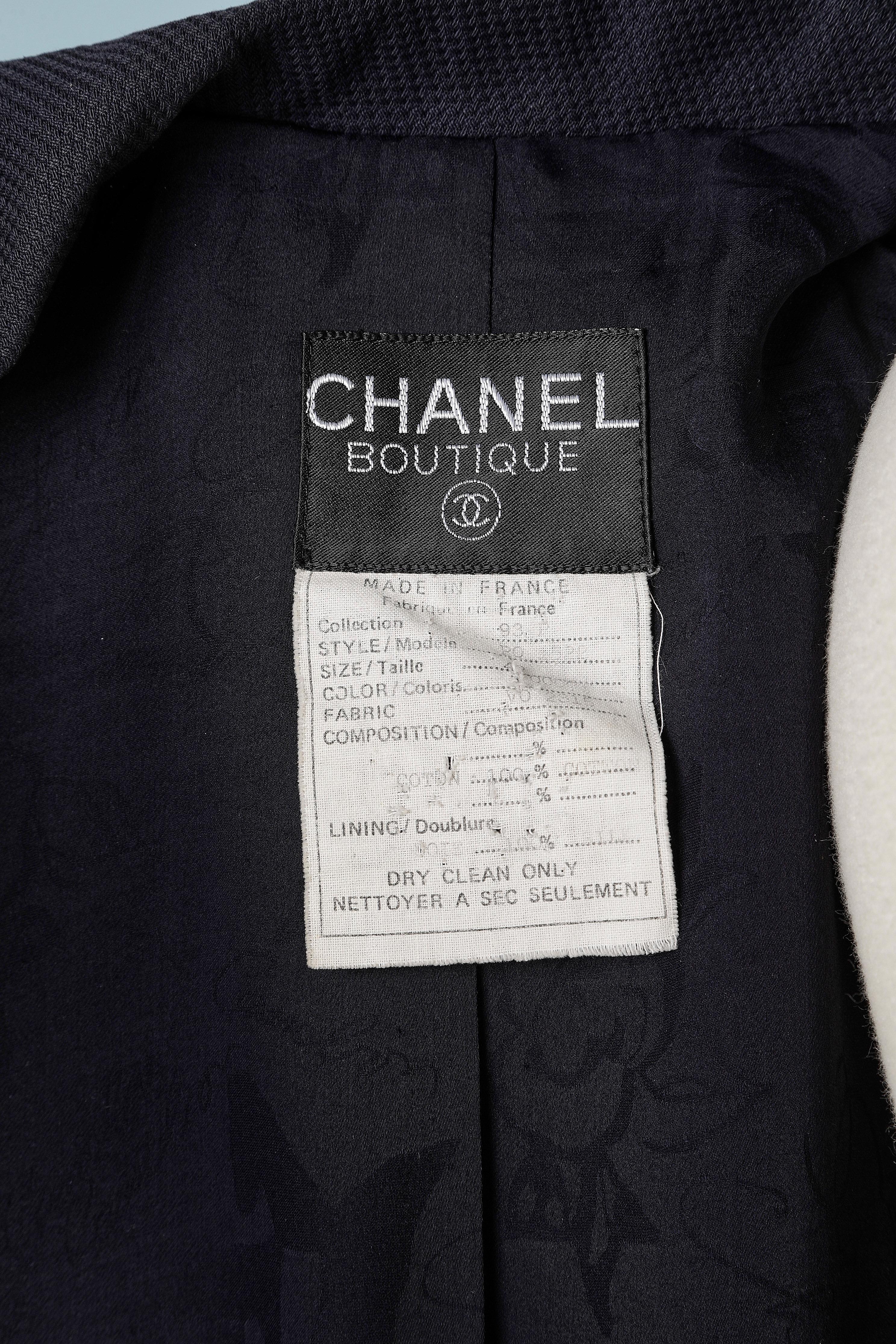 Women's Double-breasted navy blue cotton jacket Chanel Boutique  For Sale
