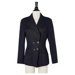 Double-breasted navy blue cotton jacket Chanel Boutique 