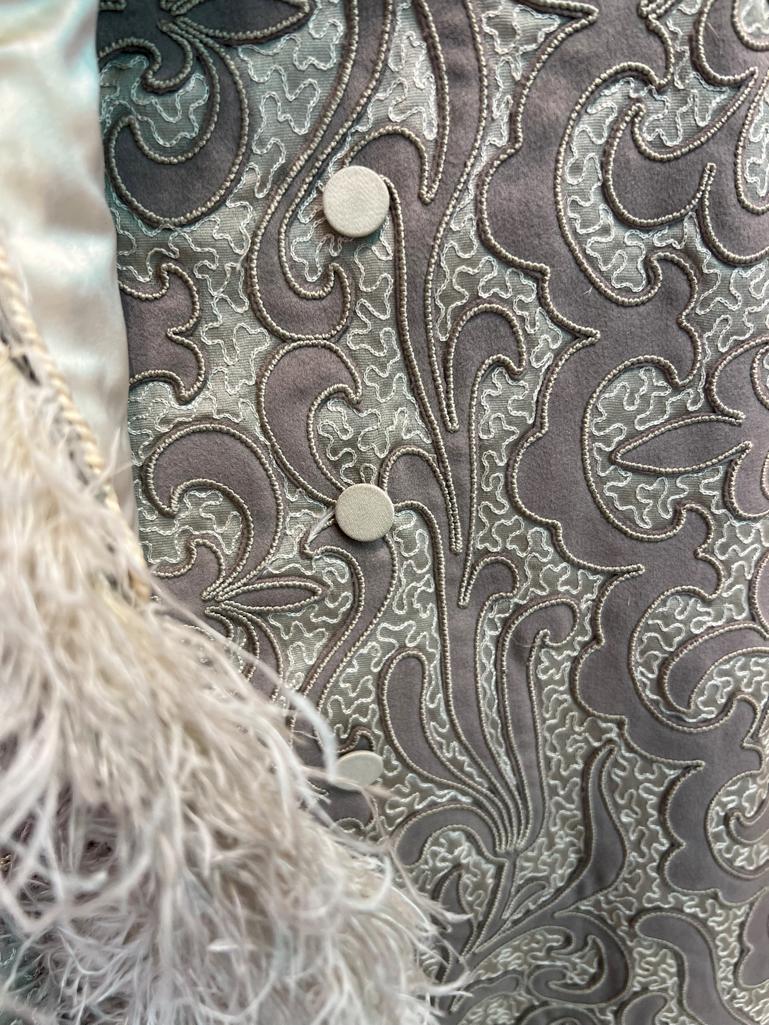 Double breasted Opera coat with wool cut-work appliqué Circa 1910 For Sale 5