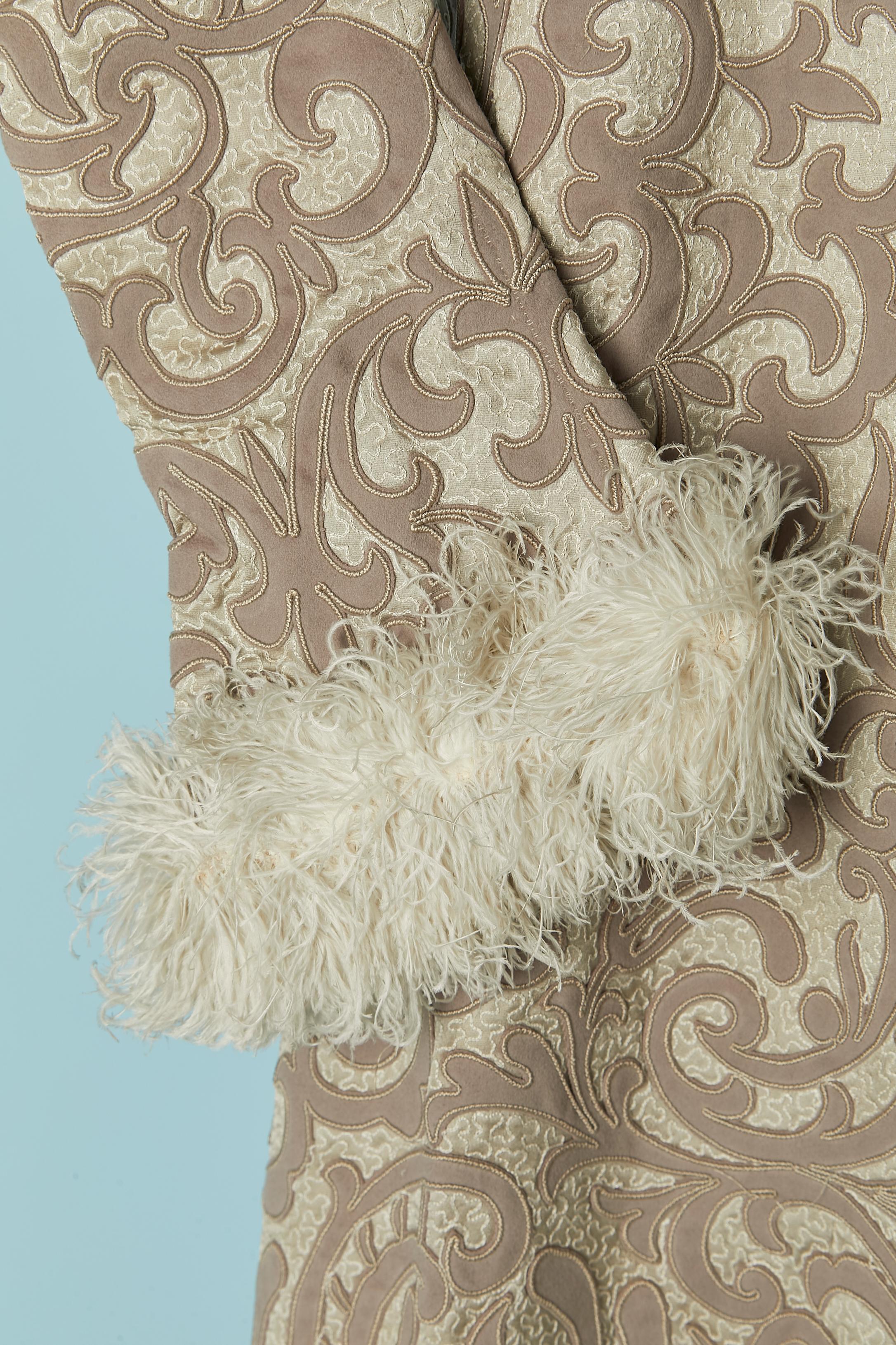 Women's Double breasted Opera coat with wool cut-work appliqué Circa 1910 For Sale