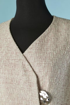 Double breasted pale pink Tweed coat CHANEL