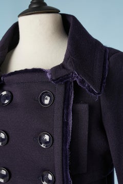 Double-breasted pea coat navy blue wool jersey jacket Christian Dior Boutique