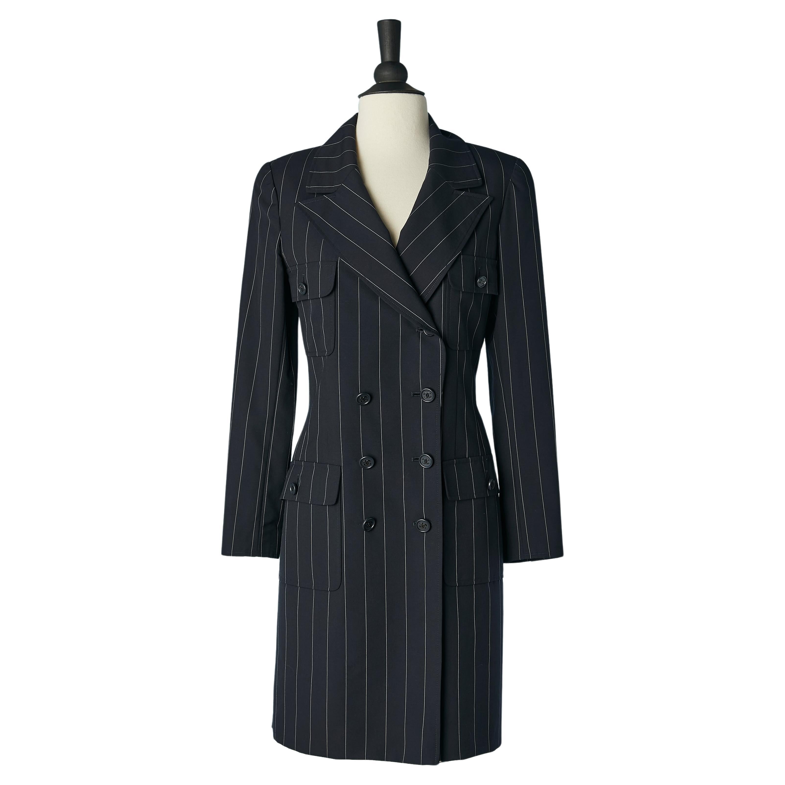 Double-breasted pinstriped dress Chanel Boutique SS 1997 For Sale