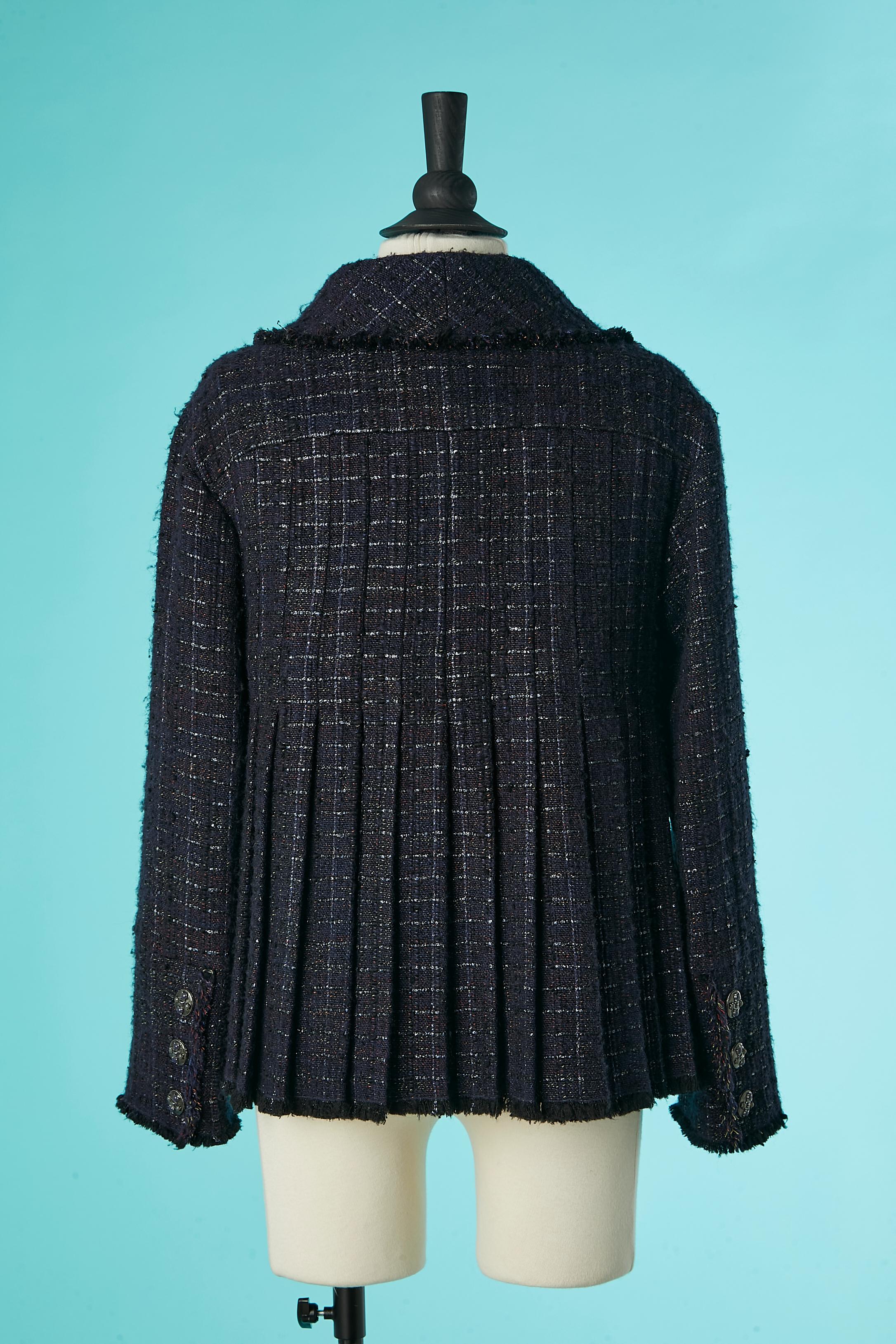 Double breasted pleated tweed jacket with buckle closure Chanel Métiers d'Art  For Sale 2
