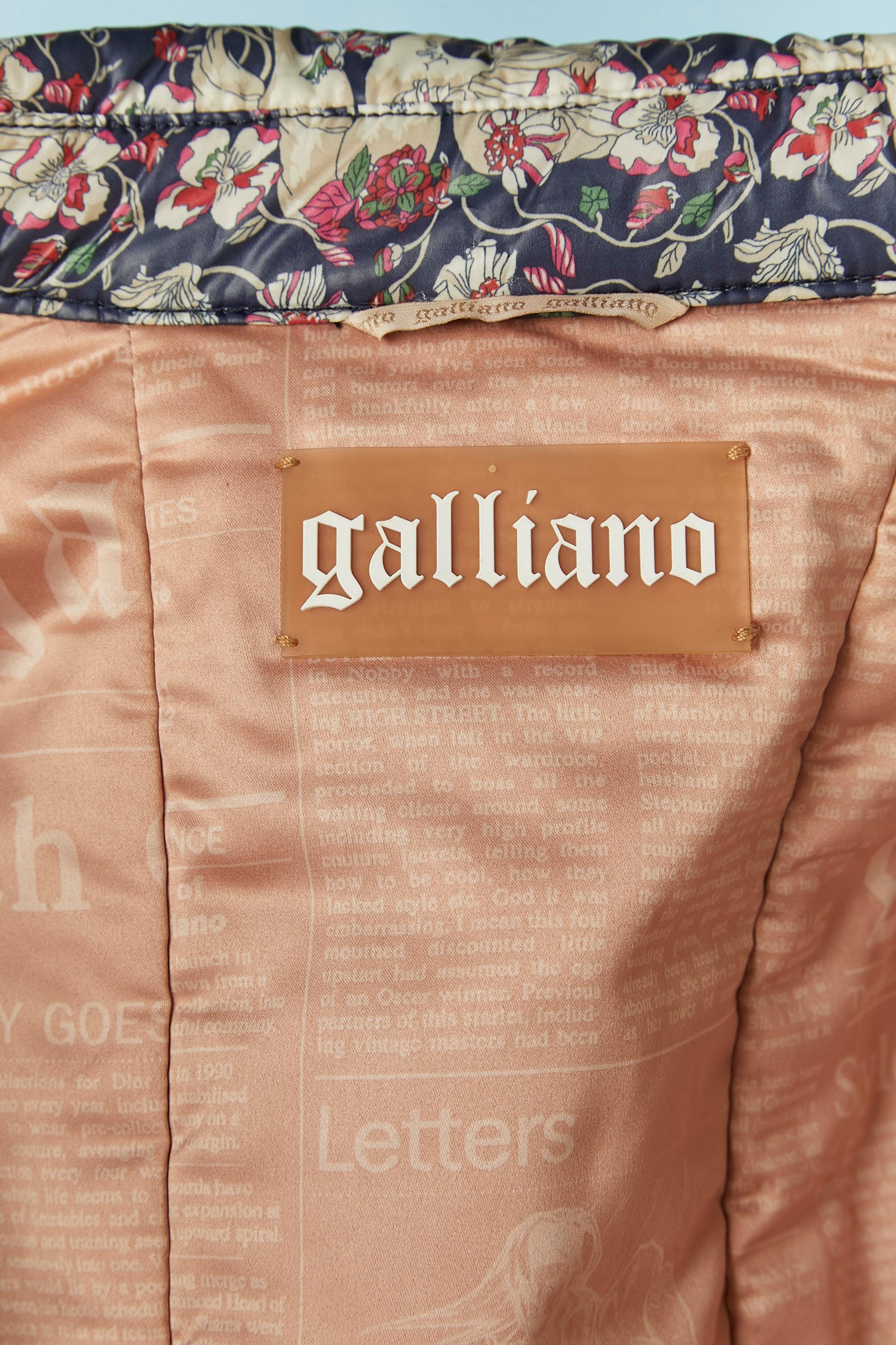 Double breasted printed trench-coat with swan and flower print GALLIANO For Sale 6