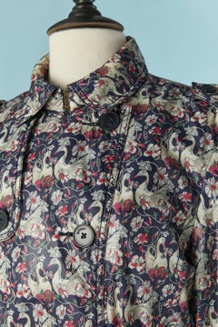 Double breasted printed trench-coat with swan and flower print GALLIANO