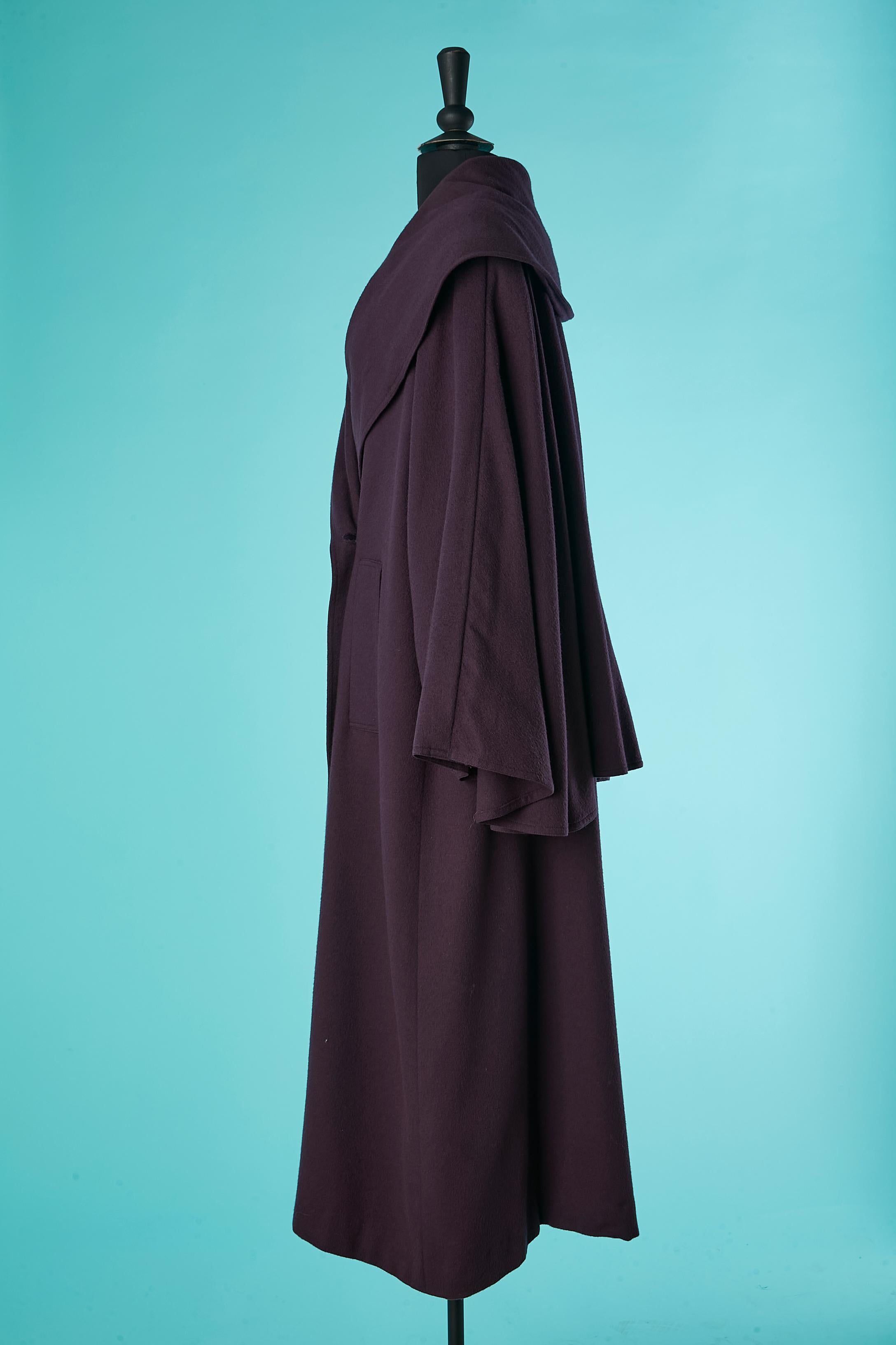Double-breasted purple wool coat with cape on the back Chloé  1