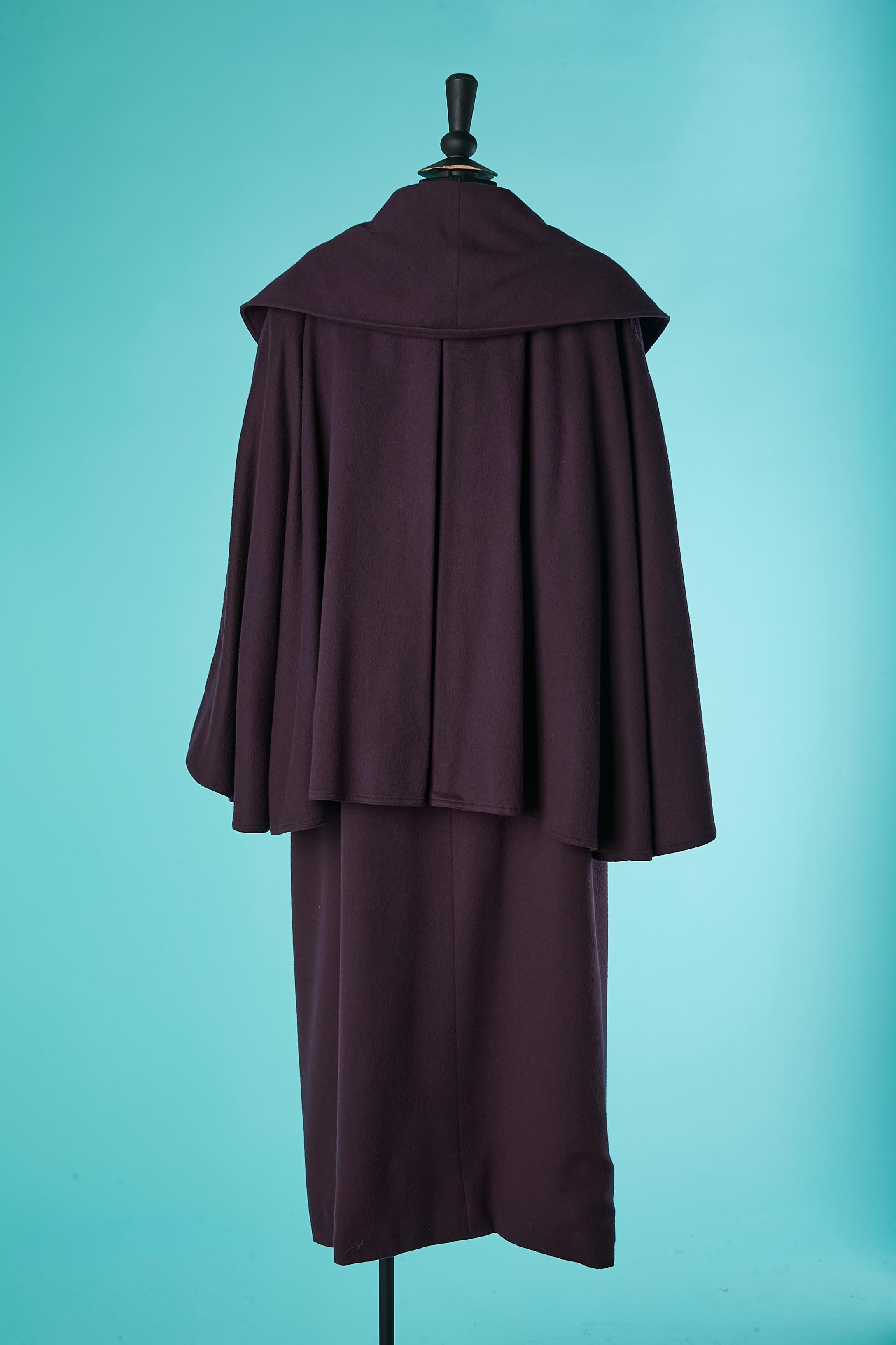 Double-breasted purple wool coat with cape on the back Chloé  2