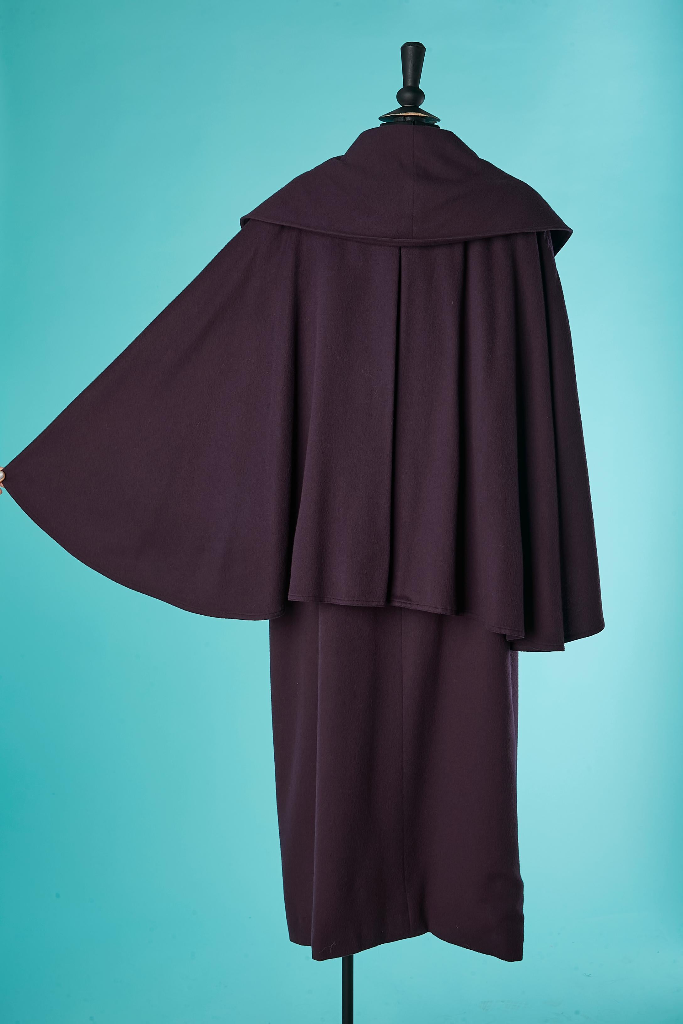 Double-breasted purple wool coat with cape on the back Chloé  3