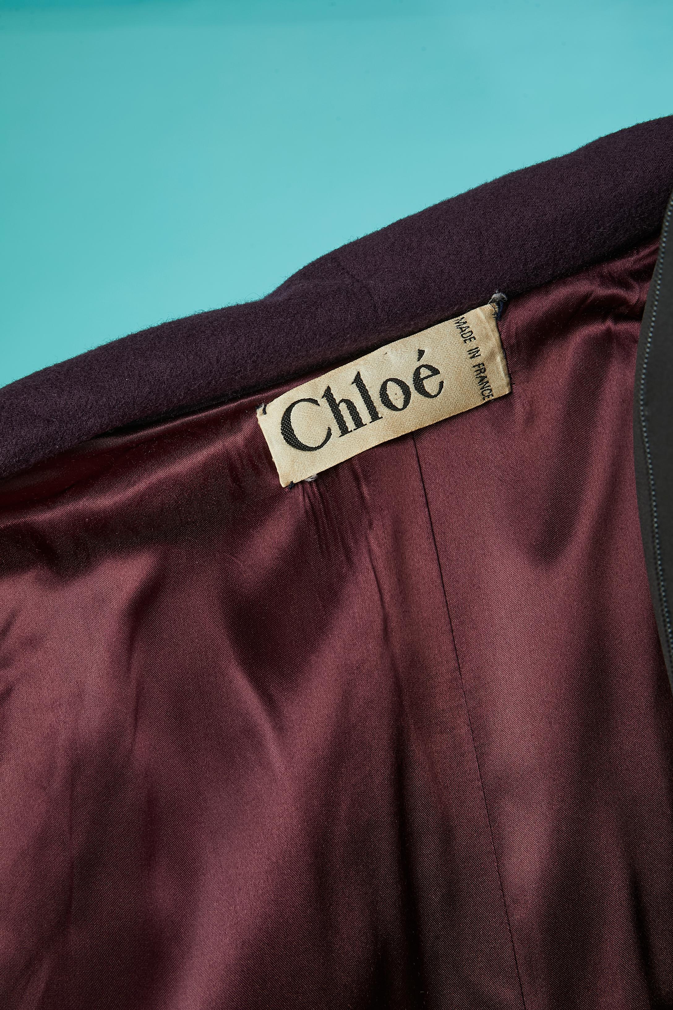 Double-breasted purple wool coat with cape on the back Chloé  4