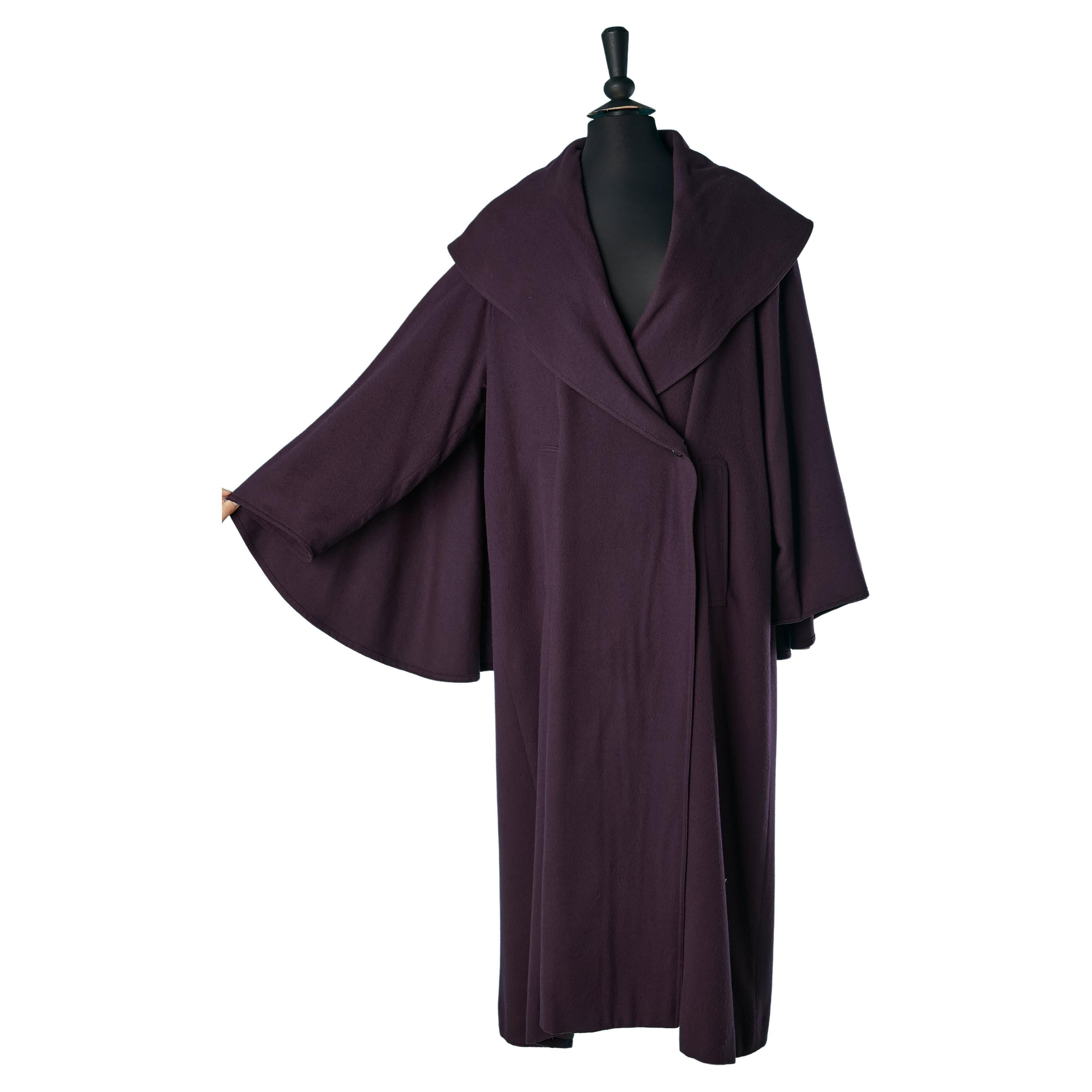 Double-breasted purple wool coat with cape on the back Chloé 