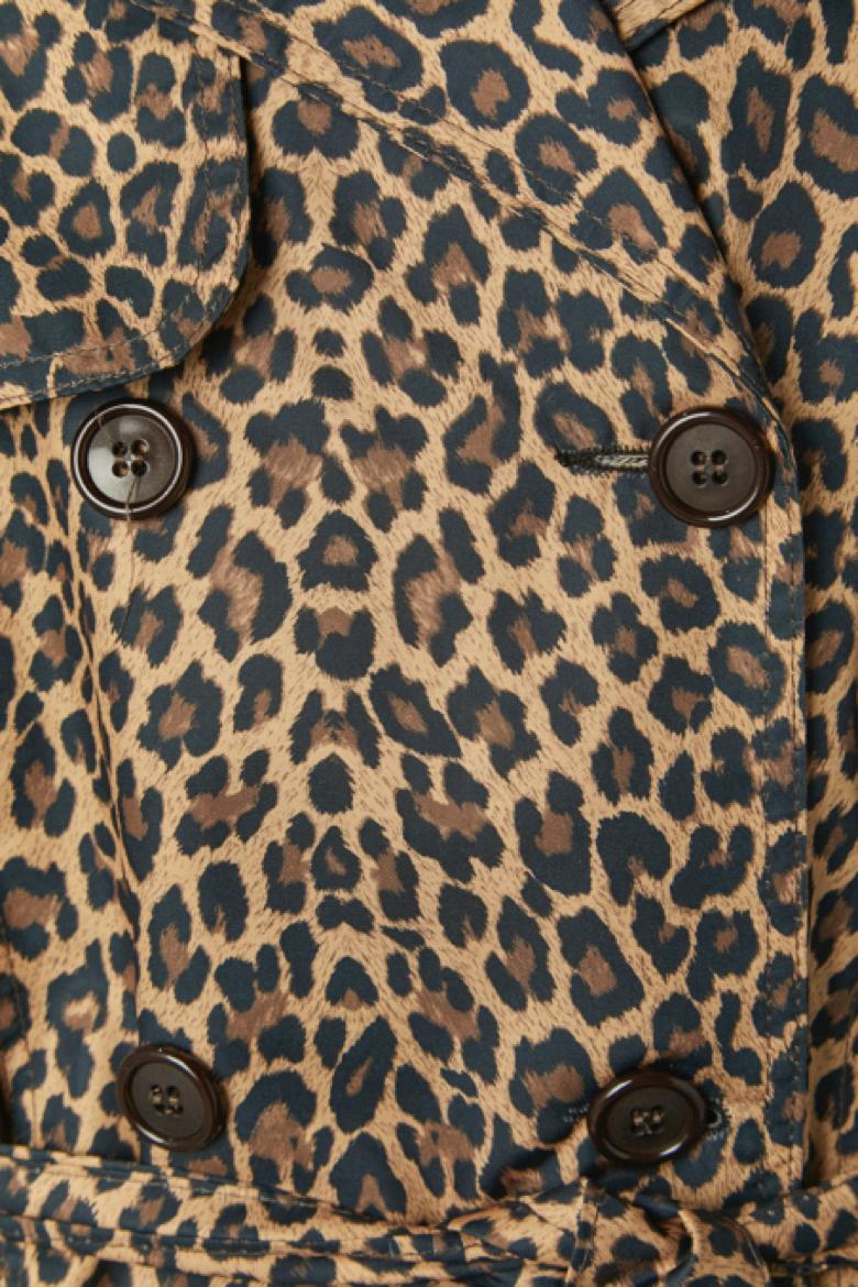 Nero Double breasted raincoat with animal print in vendita