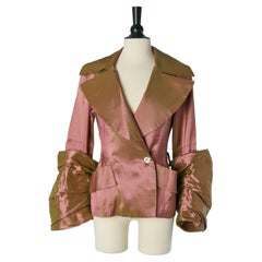 Giacca doppiopetto in tessuto scintillante con manica drappeggiata LOLITA LEMPICKA